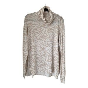 Anthropologie Judy Animal Print Turtle Neck Long Sleeve Sweater Sz L‎ Preppy